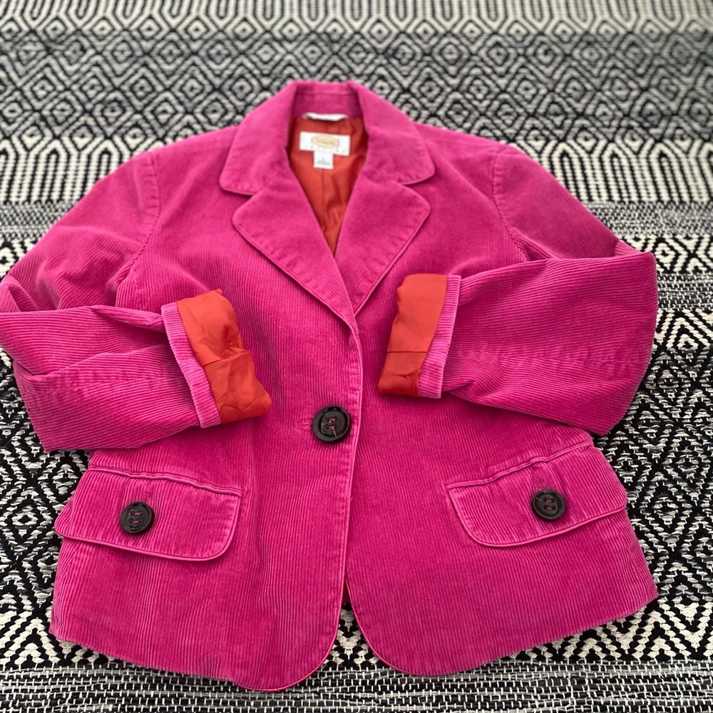 Fuchsia Pink Corduroy Blazer- Size 6 (petite) made by Talbots 🧡💗
